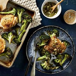 Recipe - Sheet-Pan Sesame Chicken & Broccoli with Scallion-Ginger Sauce
